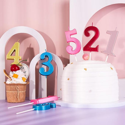 PHD CAKE 2.76 Inch Modern Blue 5 Number Birthday Candles, Blue Number Candles, Cake Number Candles, Party Celebration