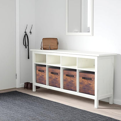 PowerKing Collapsible Storage Cubes with Handles, Fabric Foldable Bins for Closet Shelves, Durable Organization Storage Bins, 10.5'' x 11'' x 10.5'' (6Pack, Vintage Wood Grain)