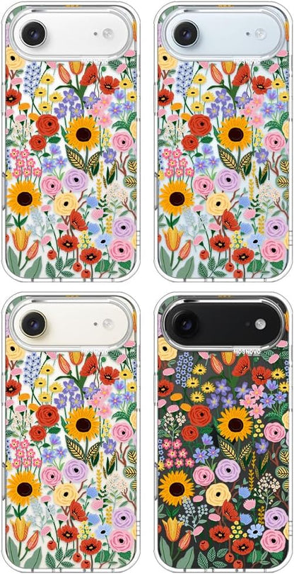 MOSNOVO for iPhone Air Case | Military Grade 6.6ft Drop Tested | Camera Control | Clear with Blossom & Bloom Design