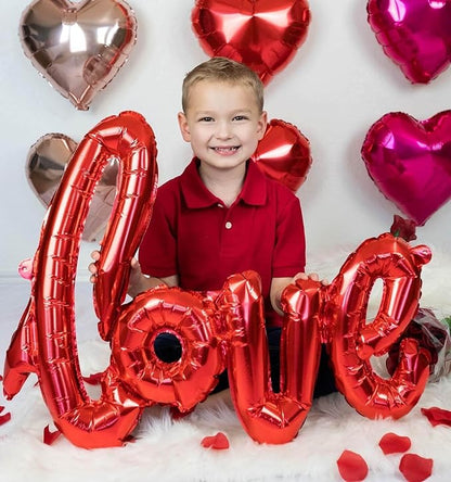 5 Pcs Pink Heart Shaped Balloons Pink Love Valentine Balloons for Valentines Day Bridal Shower Wedding Party Decorations