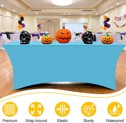 Smiry 2 Pack Spandex Table Cloth 4FT, Elastic Fitted Stretch Tablecloths for Rectangle Tables, Washable Table Cover for Outdoor, Wedding, Banquet & Parties (Blue Mist, 48Lx30Wx30H Inch)