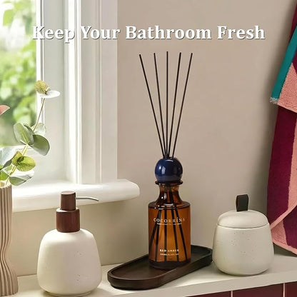 COCORRÍNA Red Amber Reed Diffuser 8.5 oz, Home Fragrance Oil Diffuser with 6 Reed Sticks, Long-Lasting Scent for Bathroom, Bedroom & Home Décor
