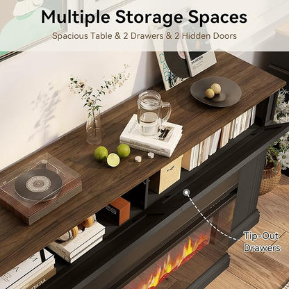 63" Farmhouse TV Stand with Fireplace