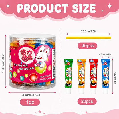 20 Pack Blow Plastic Bubbles Tubes for Kids – Magic Bubble Balloon Toys, 90s Nostalgia Blowing Bubble Ball Kit for Party Favors, Gifts, Outdoor Play & Craft Fun