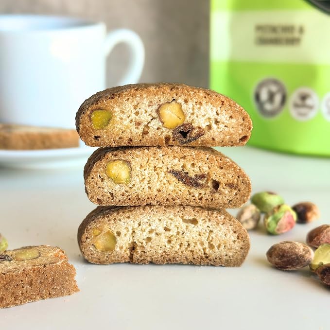 Tutti Gourmet Gluten Free Pistachio & Cranberry Biscotti, 9.9 oz (283g) Resealable Cookie Bag, Vegan and Halal Snacks
