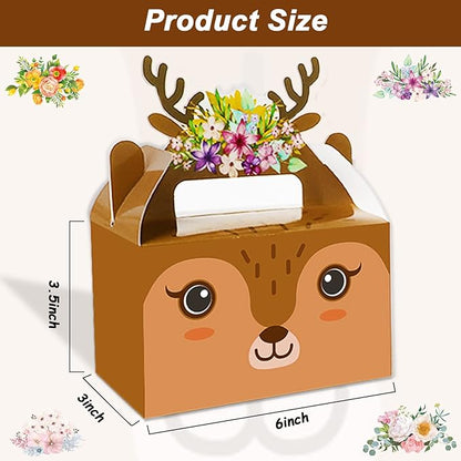 Tevxj 24 Pieces Woodland Animals Party Favors Boxes Woodland Treat Bags for Baby Shower Forest Animal Birthday Favors Candy Goodies Gift Bags for Kids Birthday Decorations Supplies 6 x 3 x 3.5 Inches