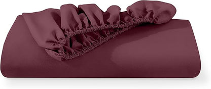 Bare Home Fitted Bottom Sheet Twin XL Size - Premium 1800 Microfiber - Ultra-Soft Hotel Luxury - Deep Pocket - Durable and Long Lasting - Fitted Sheet (Twin XL, Burgundy)