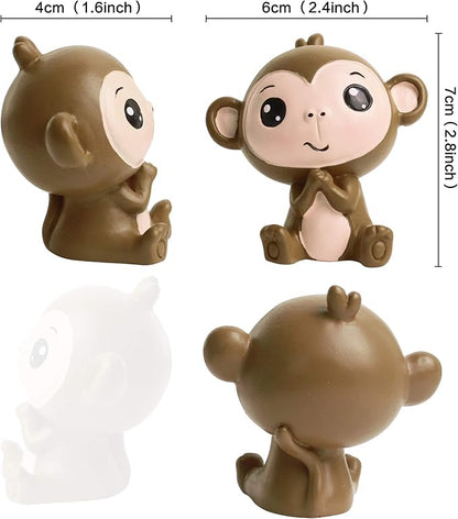 Ercadio 1 Pack Resin Monkey Cake Topper Little 3D Figurine Doll Jungle Animal Themed Baby Shower Kids Birthday Party Cake Decorations