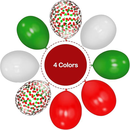 Red Green and White Balloons 55 Pcs Christmas Balloons with Confetti Balloons for CHristmas Birthday Party Wedding,Baby Shower,Graduation