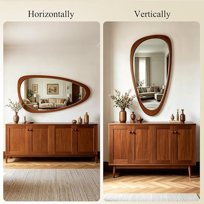 Ferytange Asymmetrical Full Length Mirror, 48" H x 24" W Irregular Boho Decorative Wall Mirror, Mid Century Modern Wall Art for Living Room Bedroom Entryway Hall