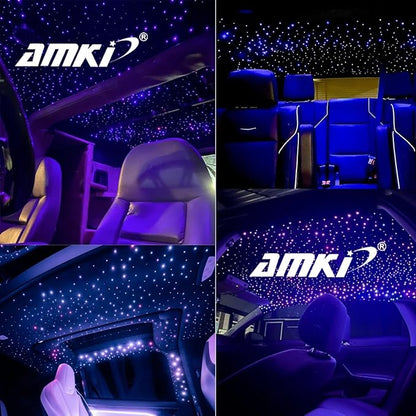 AMKI 16W Fiber Optic Lights Mixed 310pcs 9.8ft Starlight Headliner Light Kit APP/Remote Control Sound Activated Mode for Car&Home Decoration,0.75mm+1mm+1.5mm Optical Fiber Cable Strands