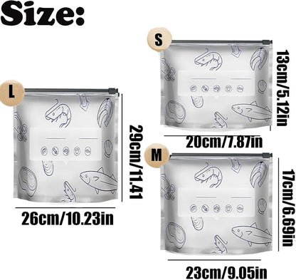 Reusable Aluminum Foil Sealable Storage Bags, 2026 New Resealable Vacuum Zipper Pouches for Food, Stand Up Foil Sealable Bags with Label and Zip Lock for Vegetable Fruit Meat (10Pcs, Medium)