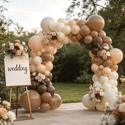 Brown Neutral Balloon Arch Kit, Brown Balloons with Nude Tan Brown Beige Latex Balloons and Coffee Brown Balloons for Birthday Cowboy Party Wedding Engagement Decorations