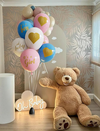Gender Reveal Balloons - Pink and Blue Balloons 12 Inch Boy or Girl Balloon Pastel Pink Blue White Latex Balloon for Boy or Girl Gender Reveal Baby Shower Party Decorations Supplies (18Pcs)