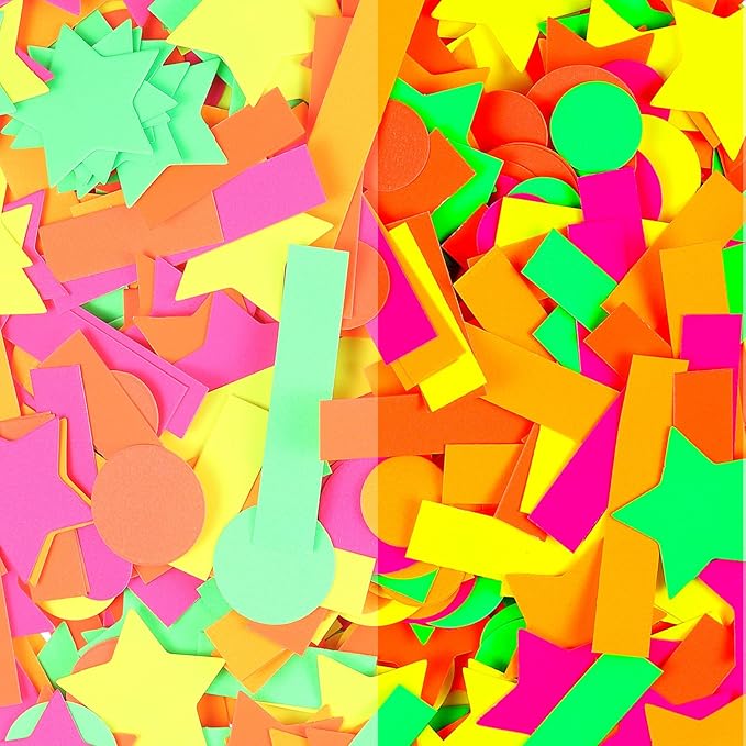 Deekin 10000 Pieces Neon Confetti 5 Colors Confetti Party Table Decor Fluorescent Neon Party Supplies Glow in The Dark Paper Tissue Paper for Birthday, Wedding Supplies (Mixed Style)