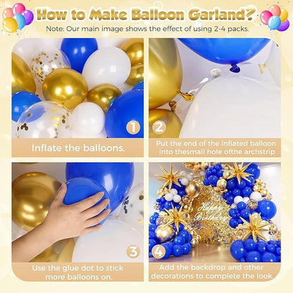 Royal Blue and Gold Graduation Balloons Garland Arch Kit 153Pcs, Graduation Decorations 2026 with Grad Cap, Certificate & Star Foil Balloons for Class of 2026 College High School Prom Supplies