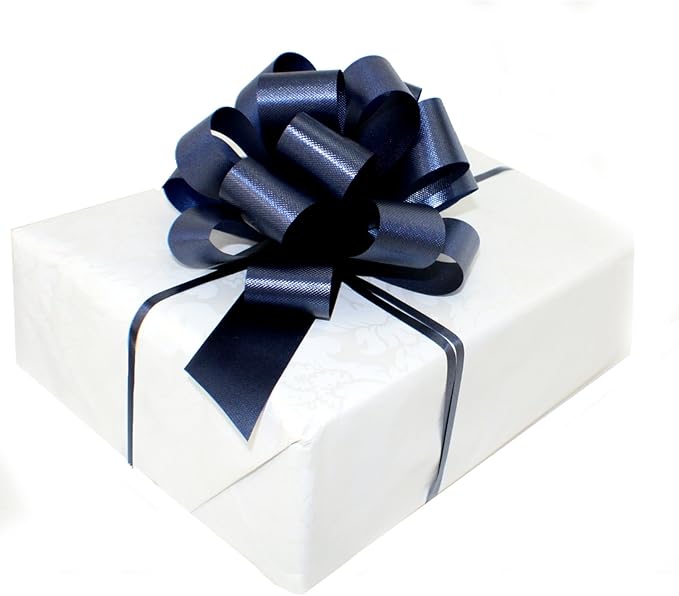 Navy Blue Decorative Gift Pull Bows - 5" Wide, Set of 10, Christmas Wrapping for Presents, Police Support, Law Enforcement Appreciation, Thin Blue Line, Wreath, Garland, Gift Basket, Decor