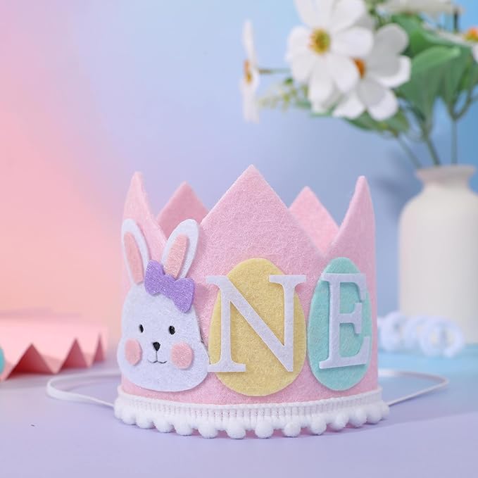 Some Bunny 1st Birthday Crown - Easter Rabbit Hat and Spring Decoration for Girls