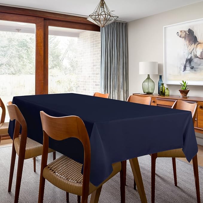 sancua 2 Pack Navy Tablecloth 60 x 84 Inch, Rectangle 4 Feet Table Cloth - Stain and Wrinkle Resistant Washable Polyester Table Cover for Dining Tables, Buffet Parties and Camping