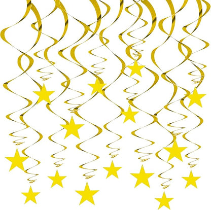 BEISHIDA Gold Star Hanging Swirl Decorations,Hanging Gold Party Supplies for Graduation Wedding Baby Shower Decorations,Pack of 15