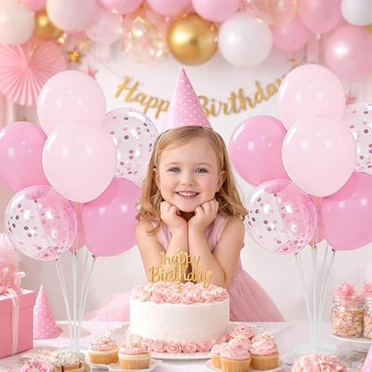 4 Sets Balloon Stand Kits, Balloon Sticks Holder with Base for Table Light Pink Party Decorations for girl Birthday Wedding Graduation Party Gender Reveal Baby Shower Graduation Decorations 2026