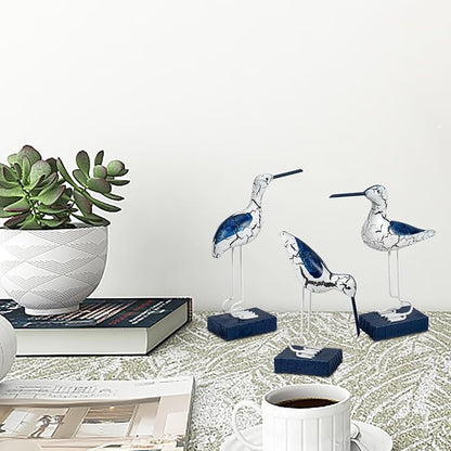 3Pcs Wooden Coastal Decor, Bird Figurines Nautical Decor for Home,Table,Balcony,Garden, Beach Outdoor Decor