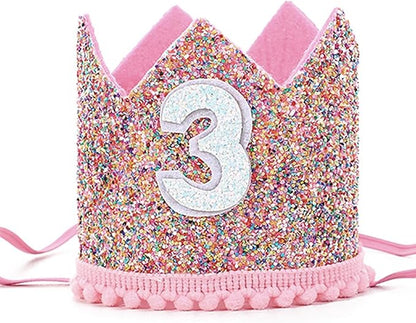 Boy Girl Birthday Crown, Prince Princess Birthday Hat Headband Tiara Crown Cake Photo Prop Party Decorations