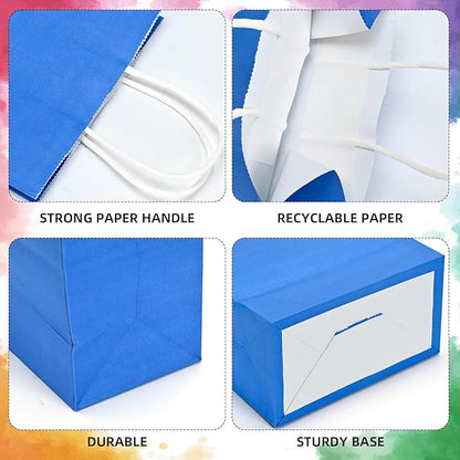 10 Pcs Paper Gift Bags with Handles, 8" Rainbow Color Goodie Bags for Party, Christmas, Favor, Birthday, Wedding, Events, Classrooms, Celebrations