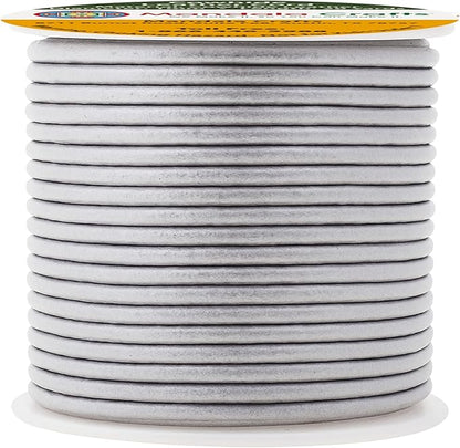 Mandala Crafts Round Genuine Silver Leather Cord for Jewelry Making – 1mm Cowhide Leather Rope String Lace for Kumihimo – 20 Yards Cowhide Craft Cording Spool
