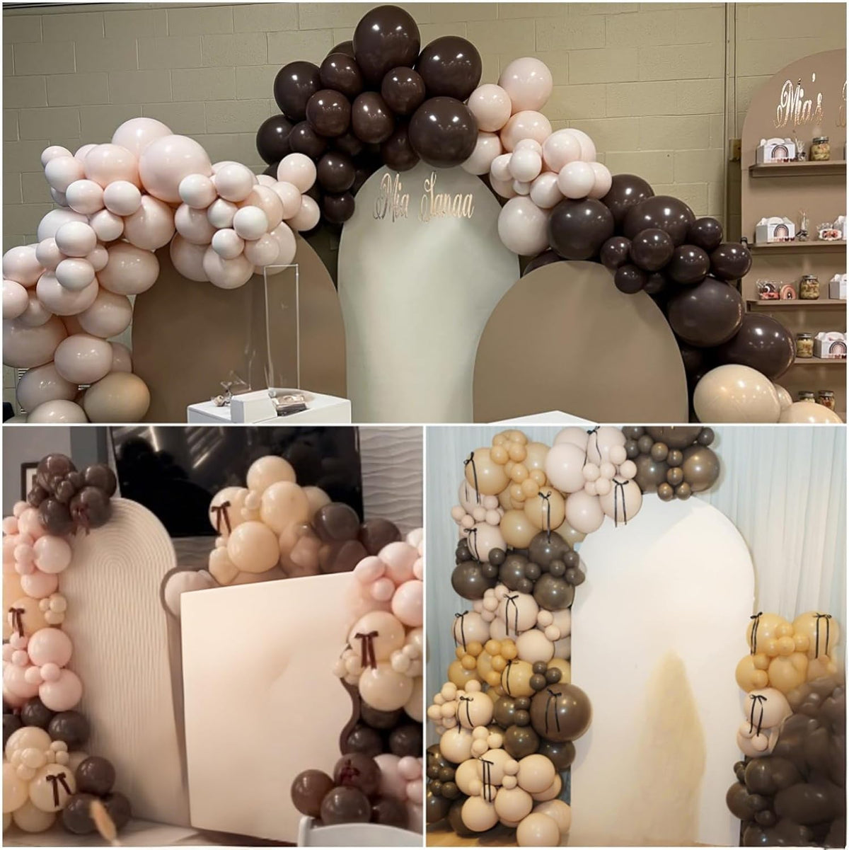 Pink and Brown Balloons Light Pink Coffee Brown Beige Balloons 12inch White Sand Balloon Bear Baby Shower Birthday Party Decorations Latex Helium Balloon for Arch Bridal Boho Decor