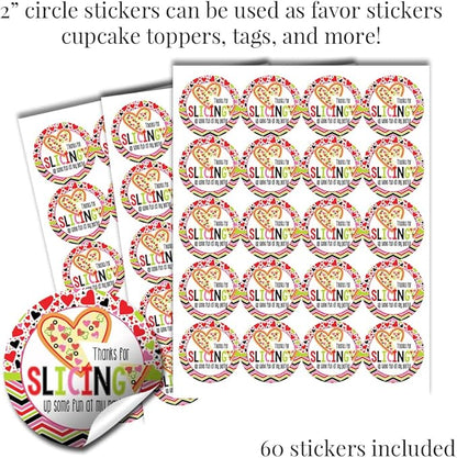 Amanda Creation Cute Heart Shaped Pizza Valentine's Day Birthday Party Sticker Bundle Kit 429 pieces! Includes 2" Circle Stickers for Favors, Mini Candy Bar Wrappers & Round Candy Kiss Stickers