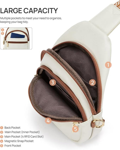 CHOLISS Anti Theft Small Sling Bag for Women and Men RFID Leather Crossbody Bags Fanny Pack Chest Bag Travel Purse Daypacks