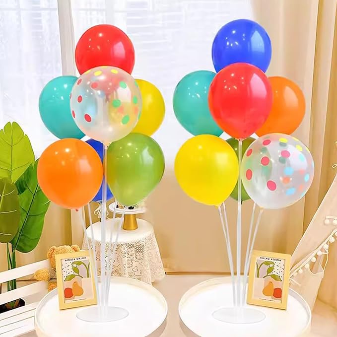 Voircoloria 6 Sets Balloon Stand Kits, Balloon Sticks with Base for Table Centerpieces Graduation Birthday Baby Shower Gender Reveal Party Decorations