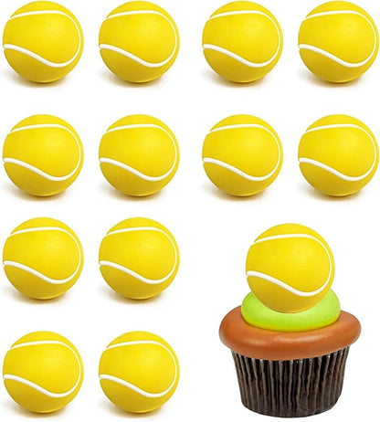 24Pcs Tennis Cupcake Toppers Foam Sports Ball Tennis Cupcake Picks for Baby Shower Kids Tennis Theme Birthday Party Cake Decorations Supplies