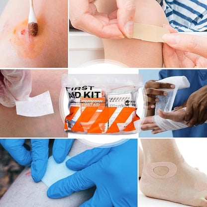 RHINO RESCUE 220 Pieces First Aid Kit Refill Bag, Emergency Extra Replacement Supplies, Includes Medical Bandages, Gauzes & Pads for Home, School & Car