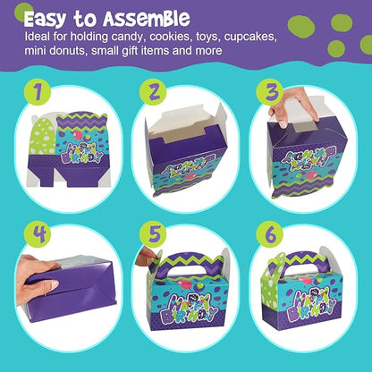 snaxuda 24 Pack Monster Paper Gift Bags Cartoon Gable Gift Boxes Party Favor Boxes Candy Treat Goodies Favor Tote Bags for Birthday Party,Weddings,Baby Shower