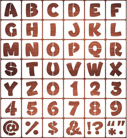 REOLAN 2 Inch Letter Stencils for Painting - 42 Pack Alphabet Letter and Number Stencil Templates with Signs for Painting, Reusable Letters and Numbers Stencils for Chalkboard Wood Signs & Wall Art