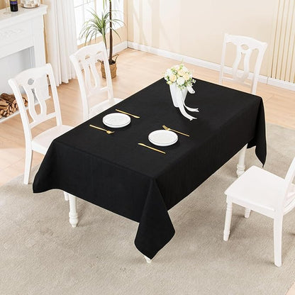 BALCONY & FALCON Rectangle Tablecloth Washable Wrinkle Resistant and Water Proof Table Cloth Decorative Linen Fabric Tablecloths for Dining Parties Kitchen Wedding Outdoor Use (Graphite Black, 57x118)