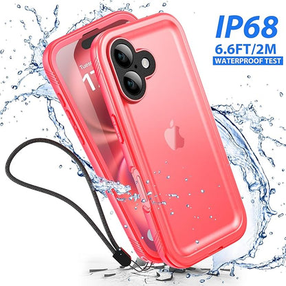 SPORTLINK for iPhone 16 Plus Case - IP68 Waterproof Military Protective Full Body Heavy Duty Shockproof 360 Sealed Dustproof with Camera Screen Protector Cover for i Phone 16 Plus 6.7" Pink
