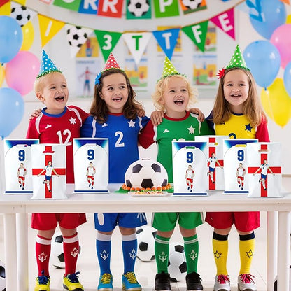 Andi Cppss Soccer Birthday Party Favor Bags - 50PCS Blue Red and White Soccer Goodie Snack Bags for Team Football Gift Bag for Snacks Football Treat Bag for Kids Birthday Game Celebration Party Favors