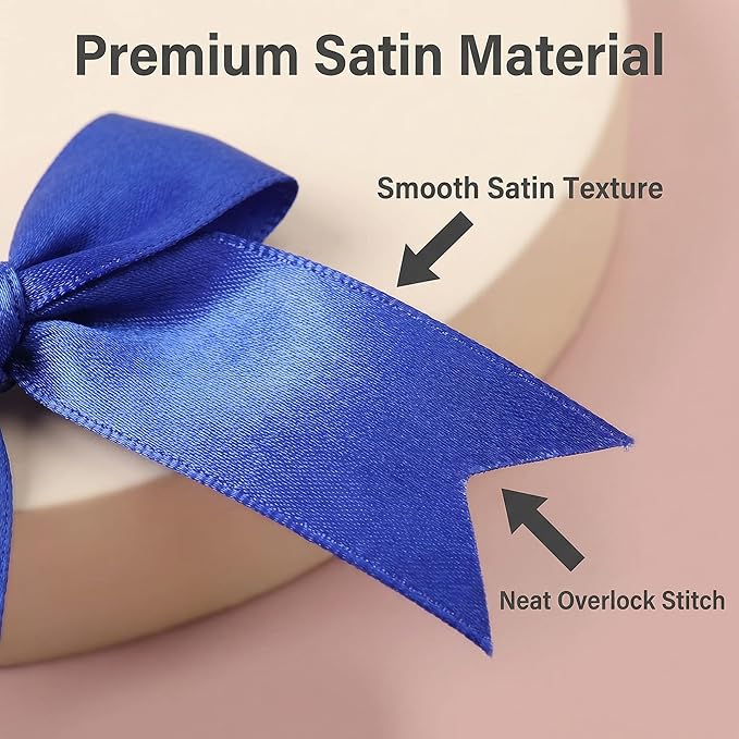 Royal Blue Gift Wrap Bows - 50 Pcs 3.3 Inch Elegant Metallic Bows for Men's Gifts, Corporate Events, Father's Day, Wedding Decor, Christmas, Birthday, Party Decorations (Includes 50 Adhesive)