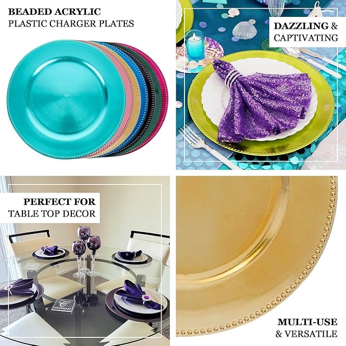 Efavormart 12 pcs 13" Hunter Green Round Charger Plates for Tabletop Decor Holiday Wedding Catering Event Decoration