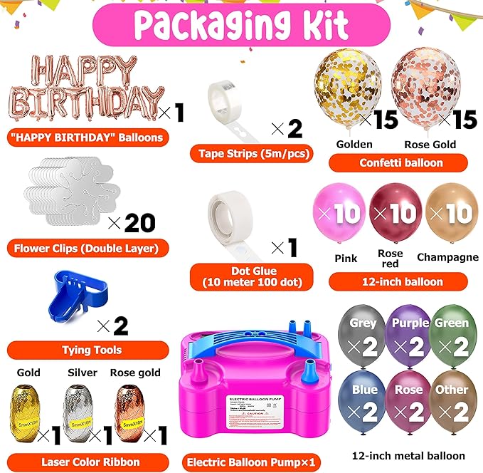 Portable Electric Balloon Pump - 110V 600W Dual Nozzle Balloon Inflator Pump with 113 accessories Decorations for Party