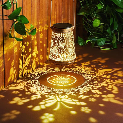 2 Pack Solar Lanterns Outdoor Waterproof Birthday Gifts for Women Mom Grandma, Hollowed-Out Metal Butterfly Hanging Solar Lantern Lights Outdoor Decor, 2 Modes Lights Decor for Yard, Patio
