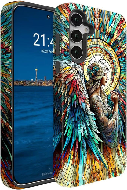 Compatible for Samsung Galaxy S26 5G Case, Dual Layer Heavy Duty 2 in 1 Shockproof Protective Phone Case,Angel