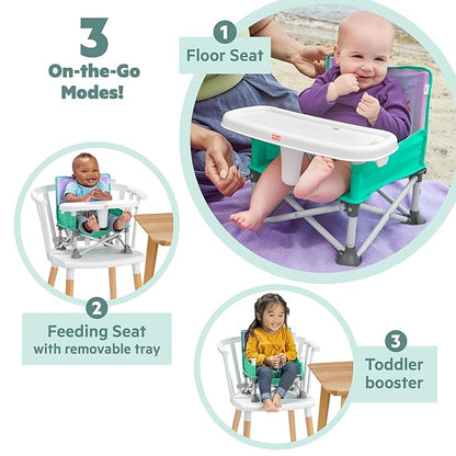 Bright Starts Disney Princess Ariel Pop 'N Sit Portable Booster, Indoor/Outdoor Use, Floor Seat with Feeding Tray, 6 Mos - 3 Yrs