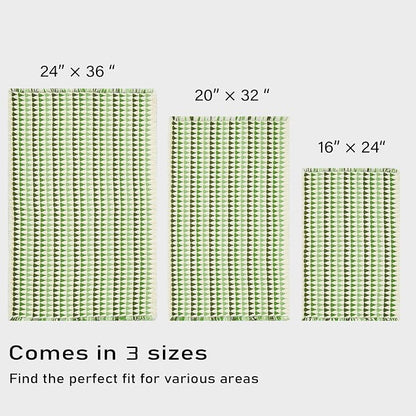 Douceur Boho Bath mat for Bathroom Floor Non Slip, Acrylic Blend Cute Bath Mats with Tassels, Quick Dry Bath mats Machine Washable, 24" x 36", Green