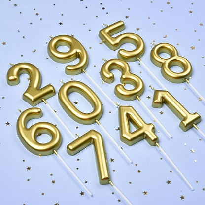2.76 Inch Classical Gold 18 Number Birthday Candles, Gold Number Candles, Cake Number Candles, Party Celebration
