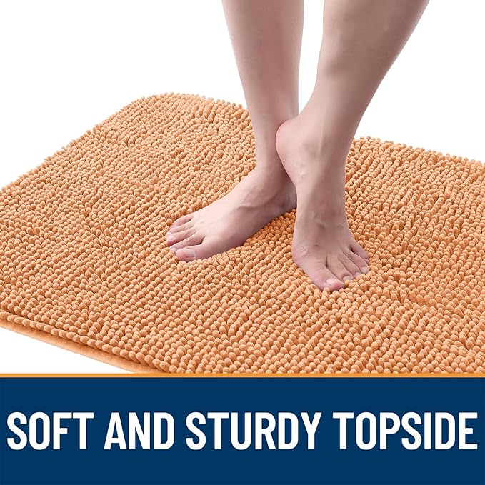 OLANLY Dog Door Mat for Muddy Paws 36x24, Absorbs Moisture and Dirt, Absorbent Non-Slip Washable Doormat, Quick Dry Chenille Mud Mat for Dogs, Entry Indoor Entryway Carpet for Inside Floor, Orange