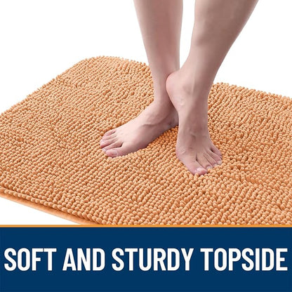 OLANLY Dog Door Mat for Muddy Paws 36x24, Absorbs Moisture and Dirt, Absorbent Non-Slip Washable Doormat, Quick Dry Chenille Mud Mat for Dogs, Entry Indoor Entryway Carpet for Inside Floor, Orange